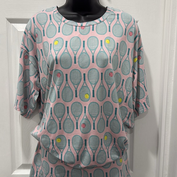 Shady Lady Tennis Print Shorts Pajama Set - Picture 2 of 10